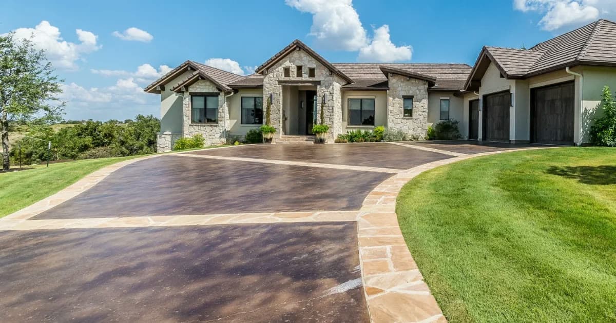 Colored concrete driveway at a residential home