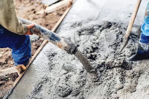 Structural grout being placed