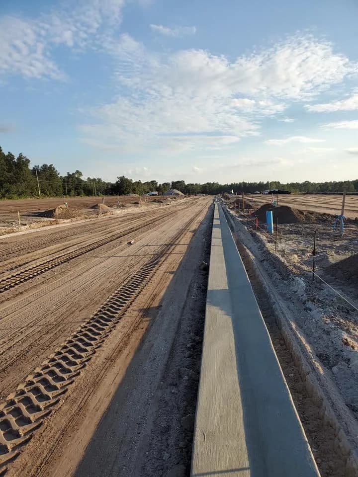 Graded rural road corridor awaiting concrete work