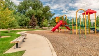 Park pathway and play area paved with pervious concrete