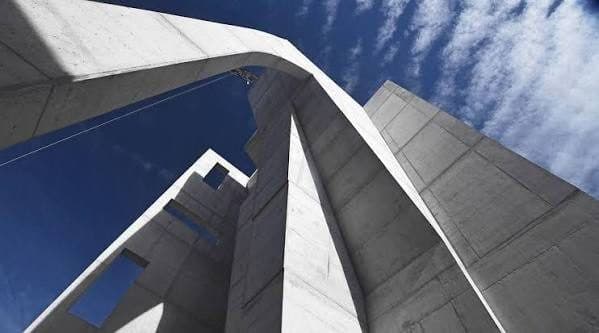Curved architectural concrete facade